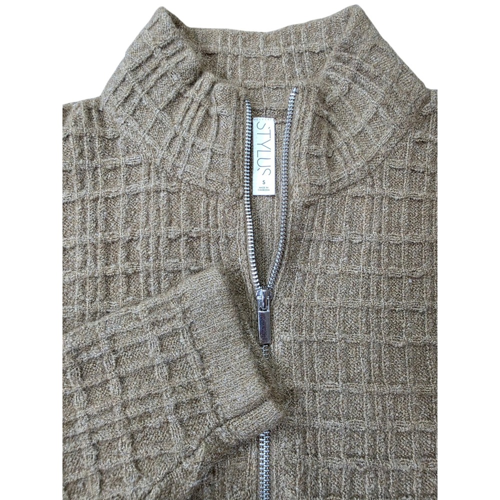 Stylus Quarter Zip Pullover‎ Sweater Textured Knit Mock Neck Mens Small